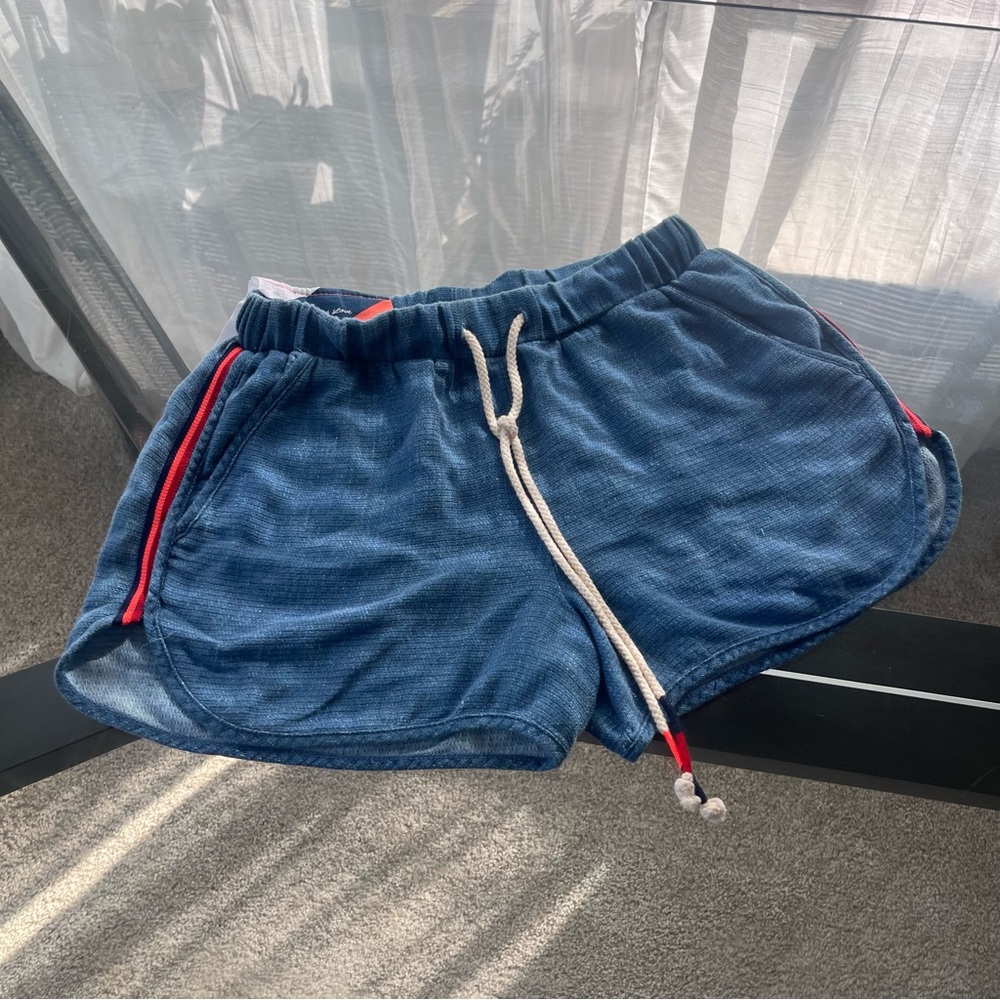 NWT Sundry Terry Cotton Striped Shorts Blue White Size 1‎ Beach Resort Vacation
